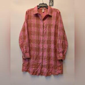 Victoria's Secret Pink and Brown Plaid Button-Down Shirt